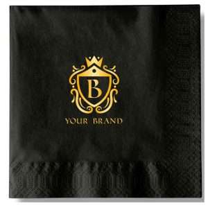 custom printed black paper napkins, serwetki z nadrukiem indywidualnym czarne